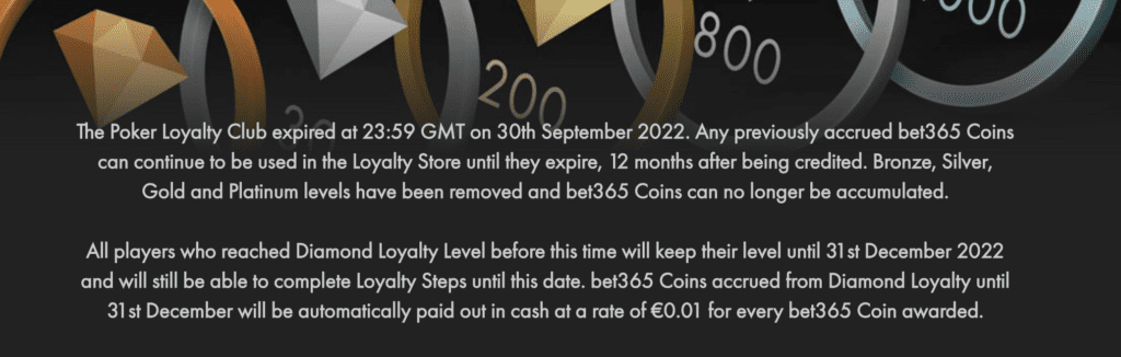 Bet365 Poker Loyalty Club