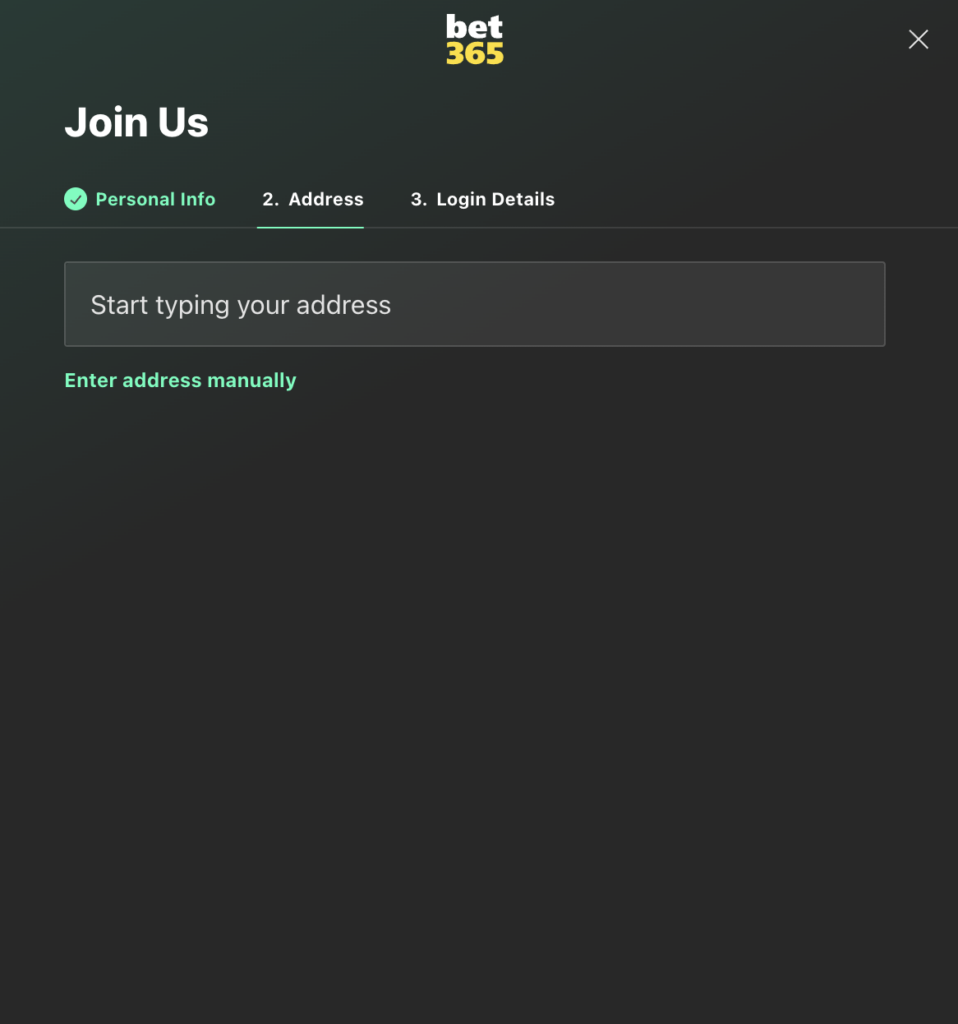 Bet365 Sign Up Step 2