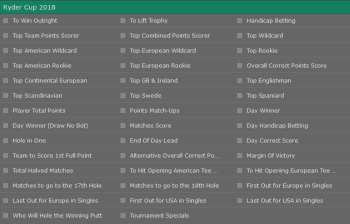 Bet365 Ryder Cup Betting Lines