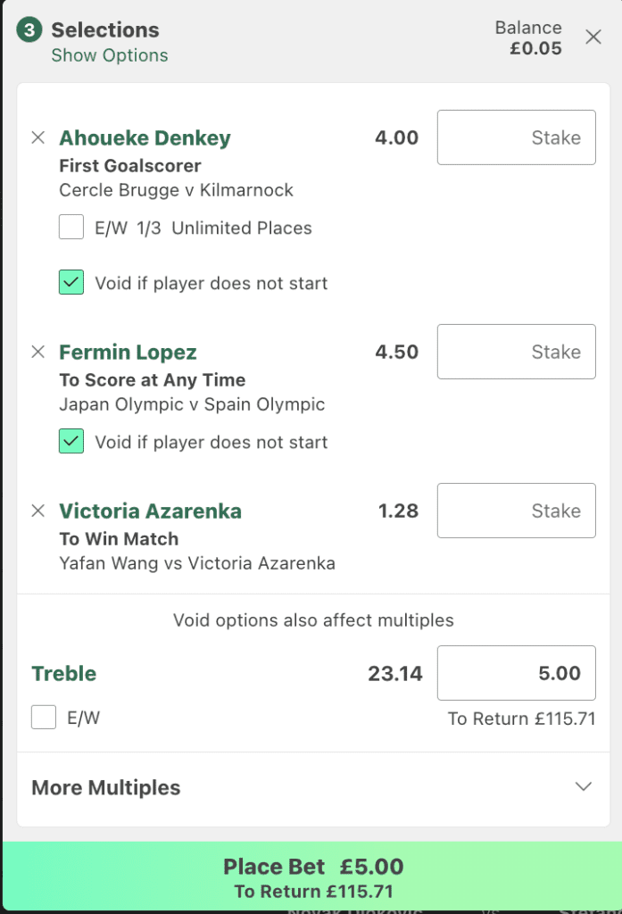 Bet Builder + bet slip