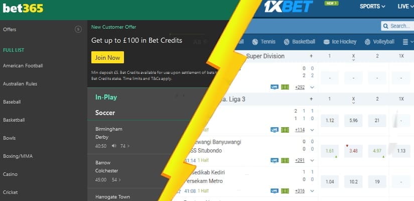 bet365 vs 1xbet sportsbook