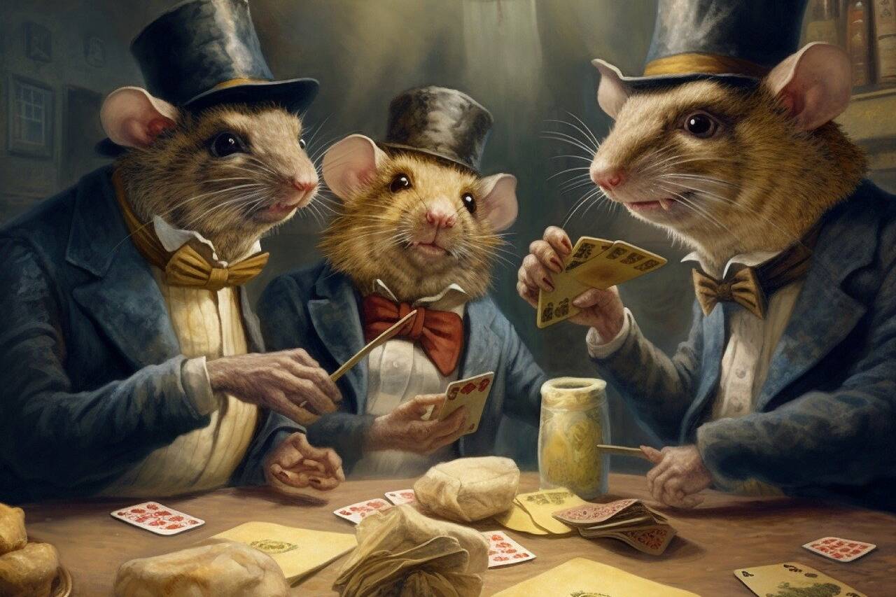 poker raises image of rats playing poker in top hats