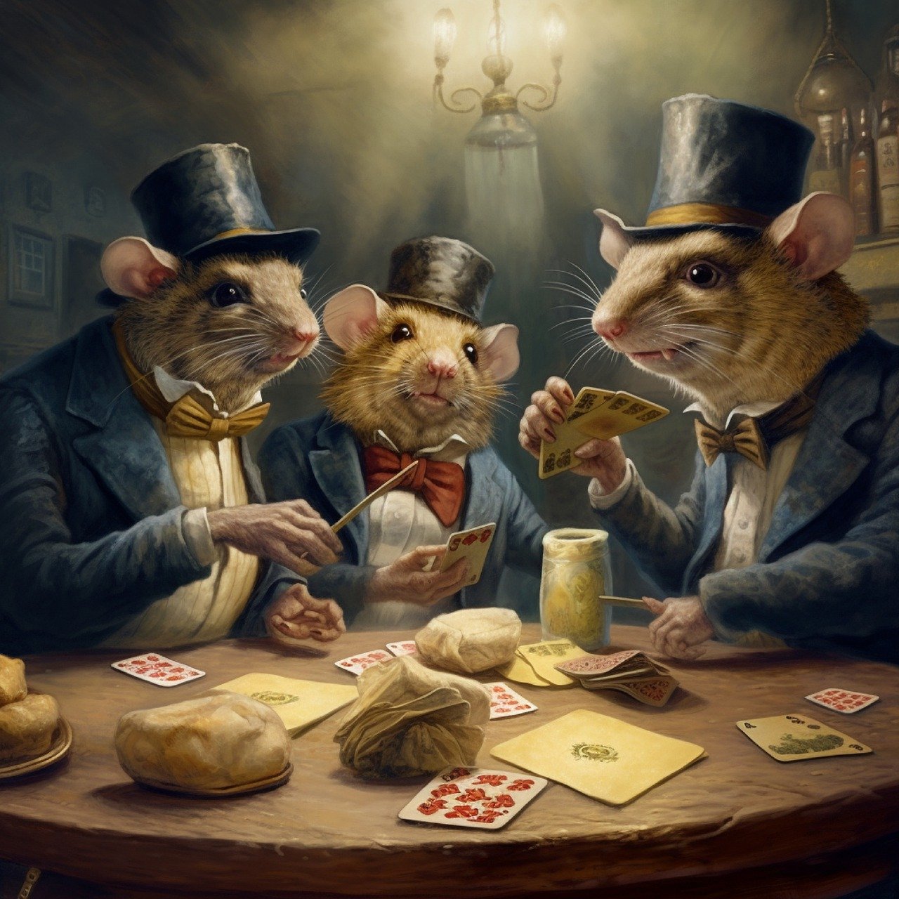 poker raises image of rats playing poker in top hats