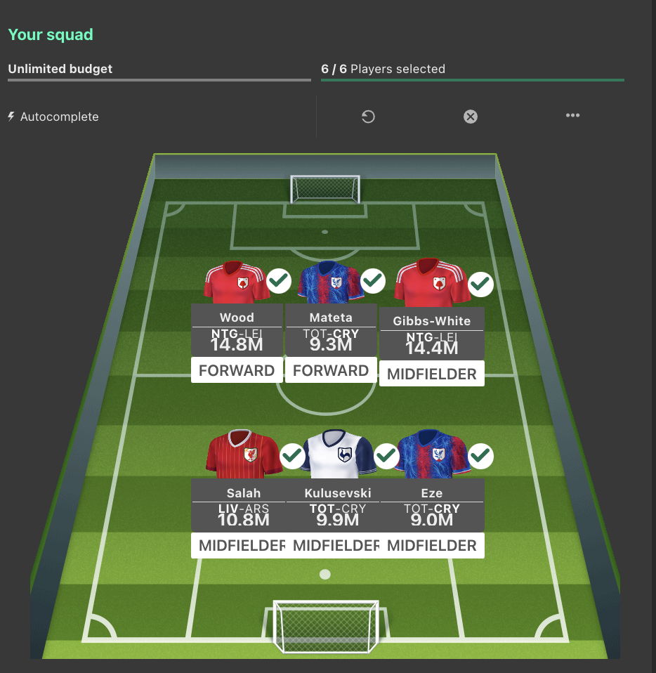 Pick 6 Fantasy Game EPL
