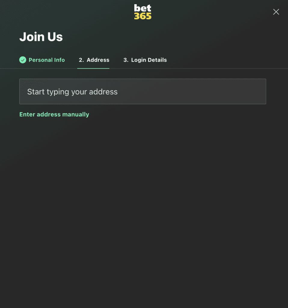 Bet365 Sign Up Step 2