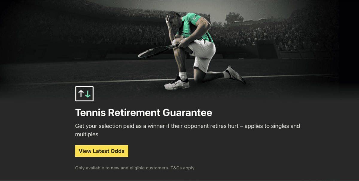 bet365 tennis retirement guarantee