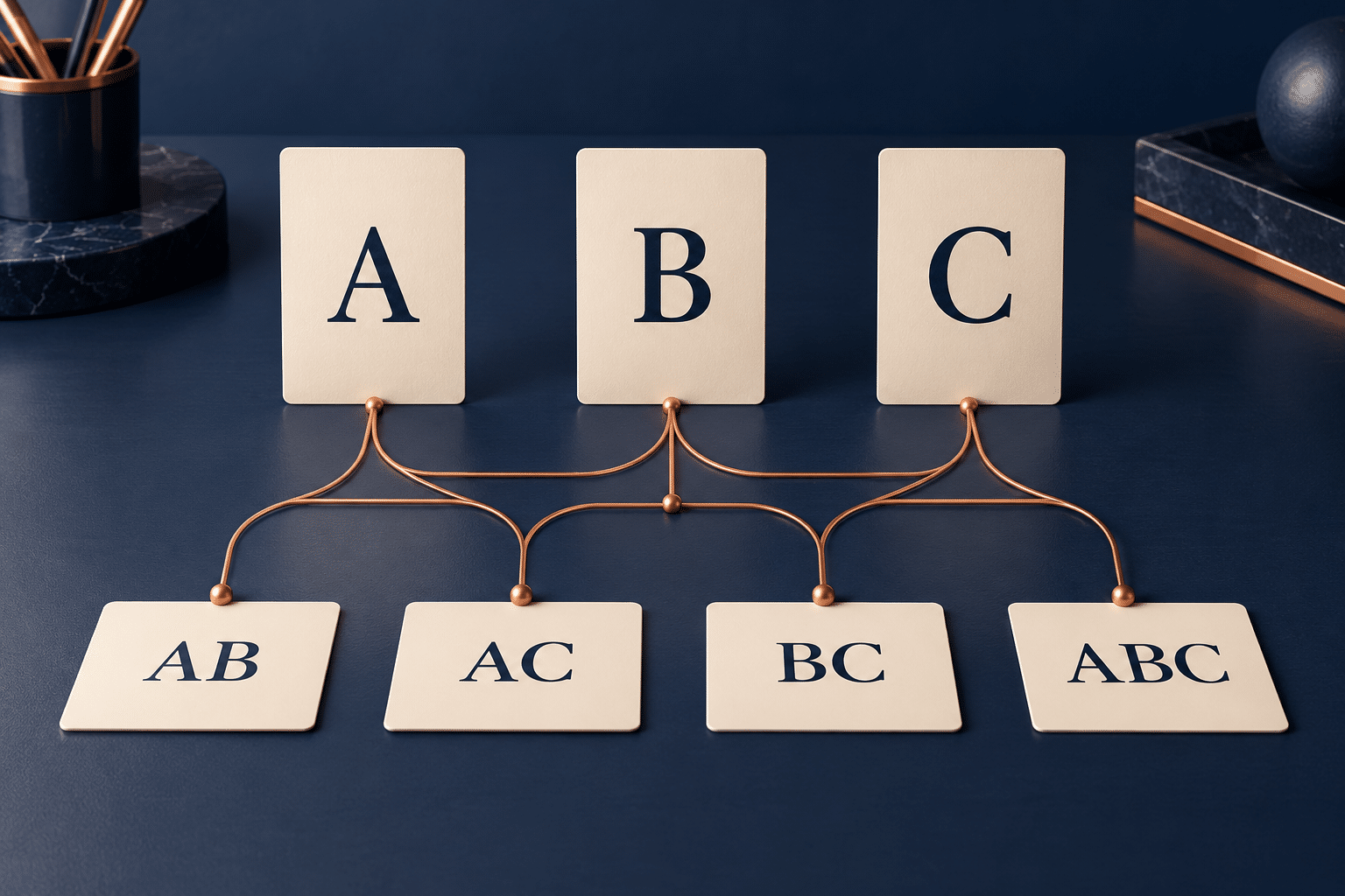 Three selection cards and four combinations illustrating a Trixie bet