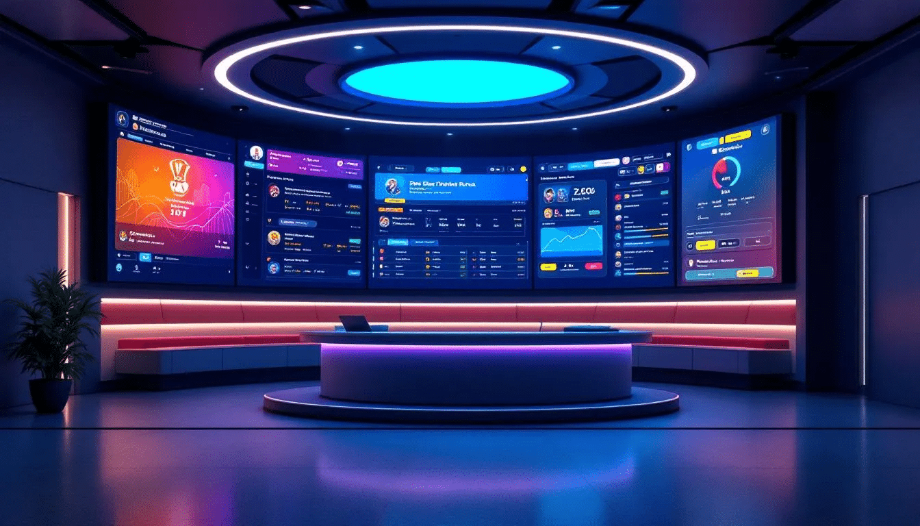 An illustration of a local betting shop, showcasing various betting options available to customers.