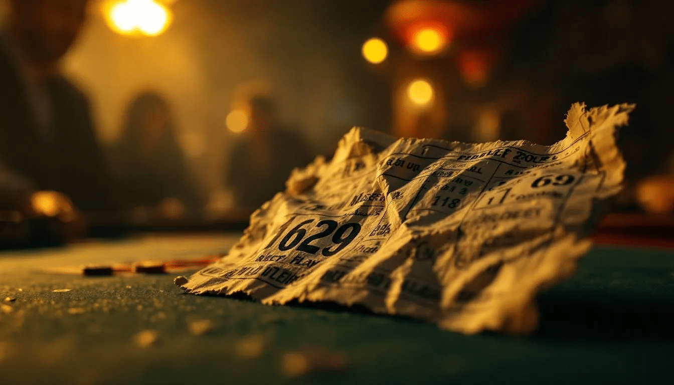 A close-up view of a bet ticket, showcasing its details.