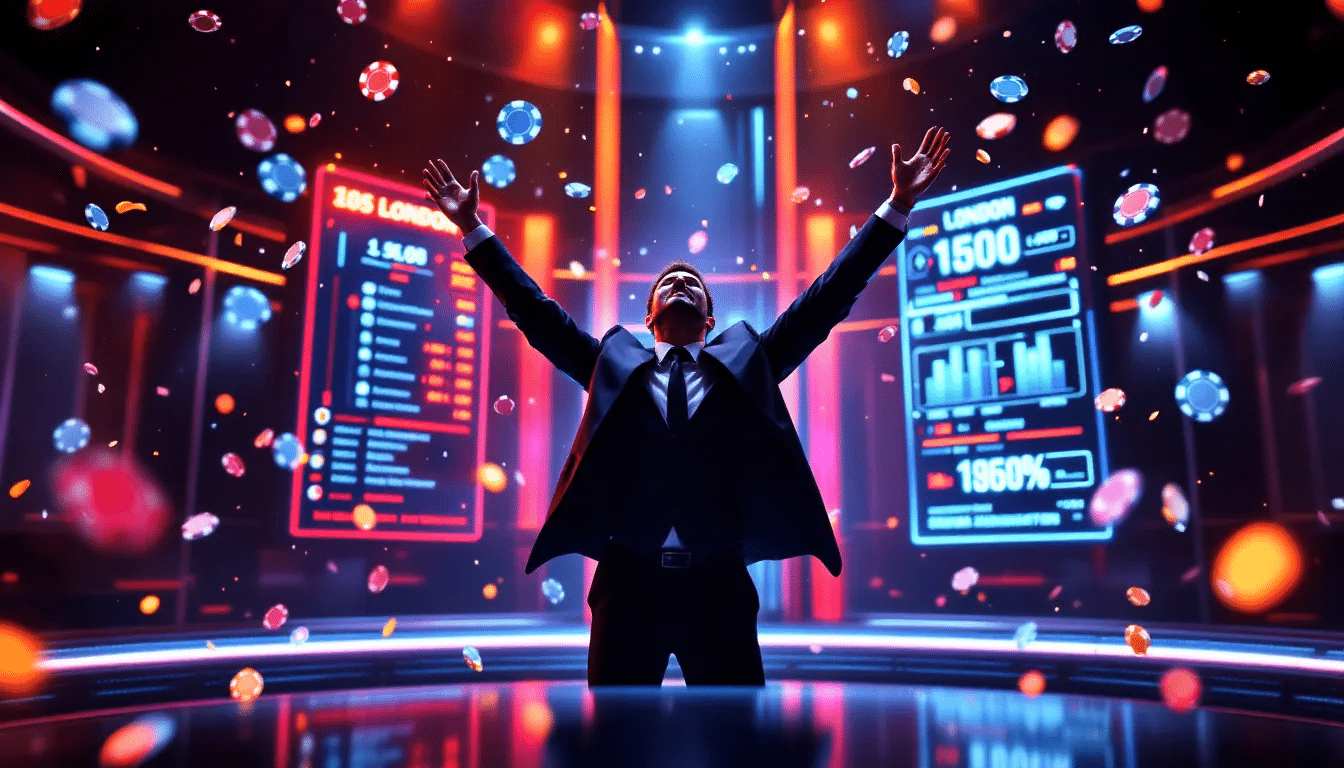 Player Experiences in poker tournaments, capturing a moment of celebration after a win.