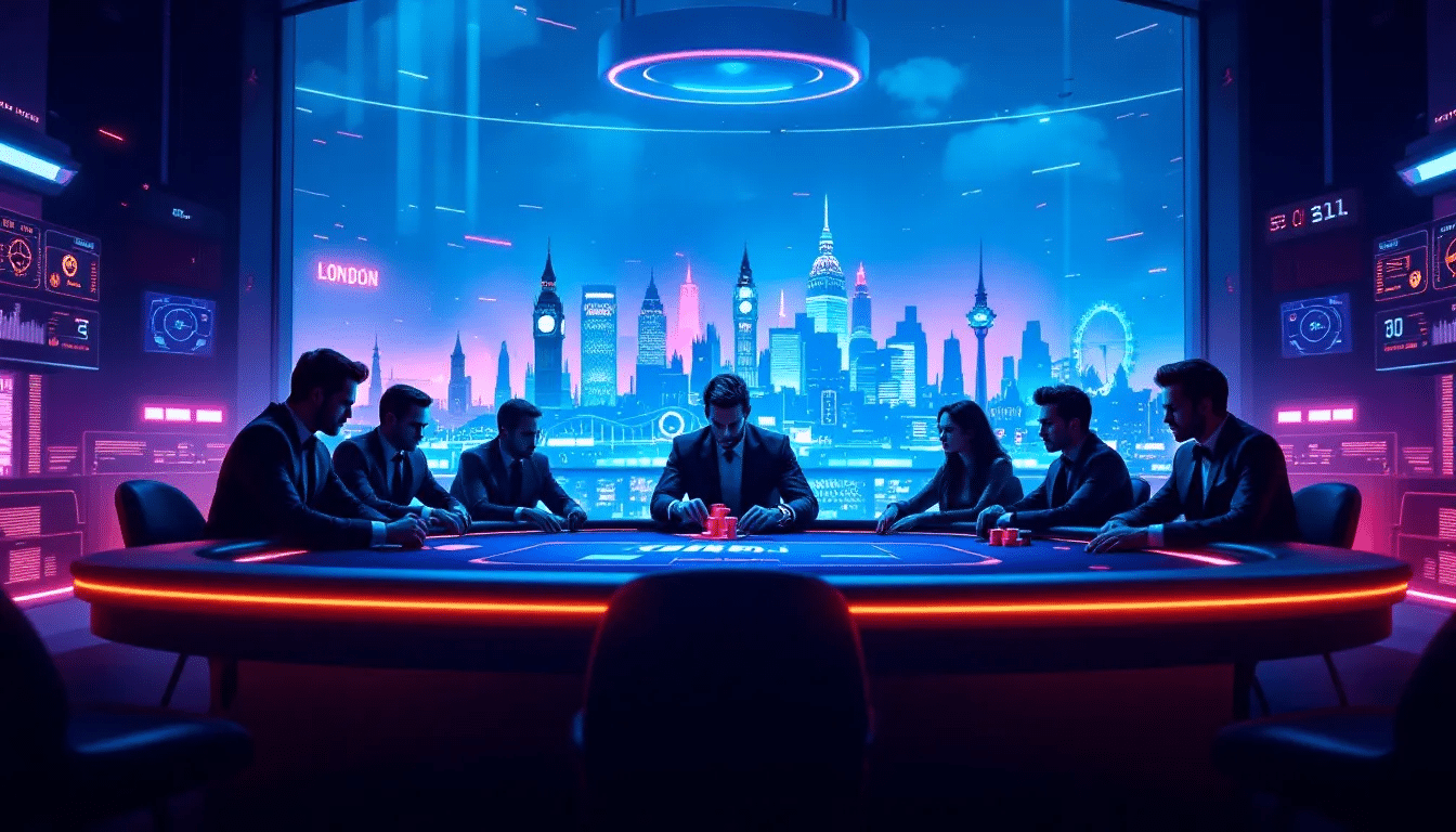 Major Poker Tournaments in London 2026, showcasing a vibrant poker table scene.