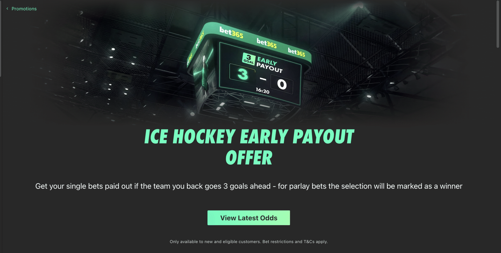 Ice Hockey Early Payout Offer bet365