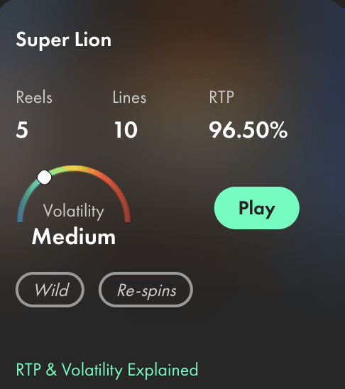 Super Lion Slot detail