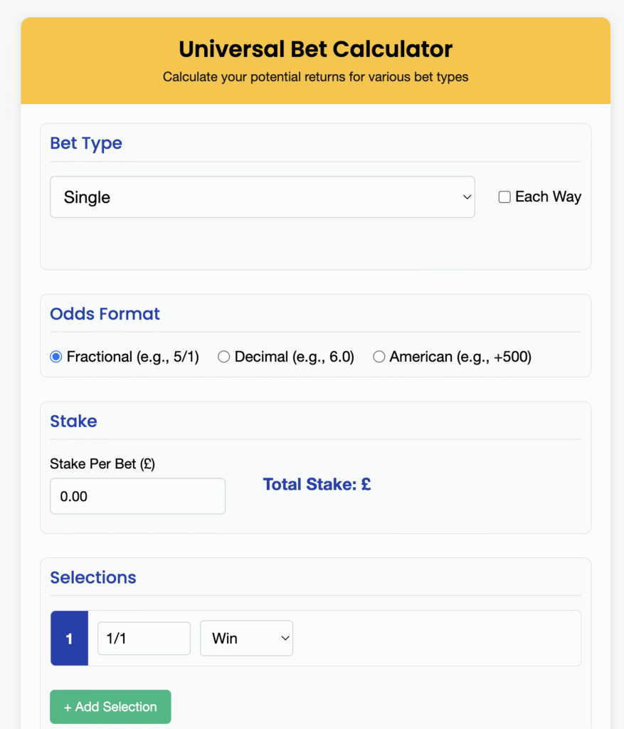 Universal Bet Calculator