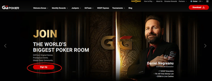 GG Poker Sign Up Step 1