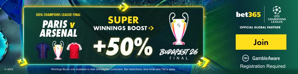 Bet365 Paris vs Arsenal Super Winnings Boost