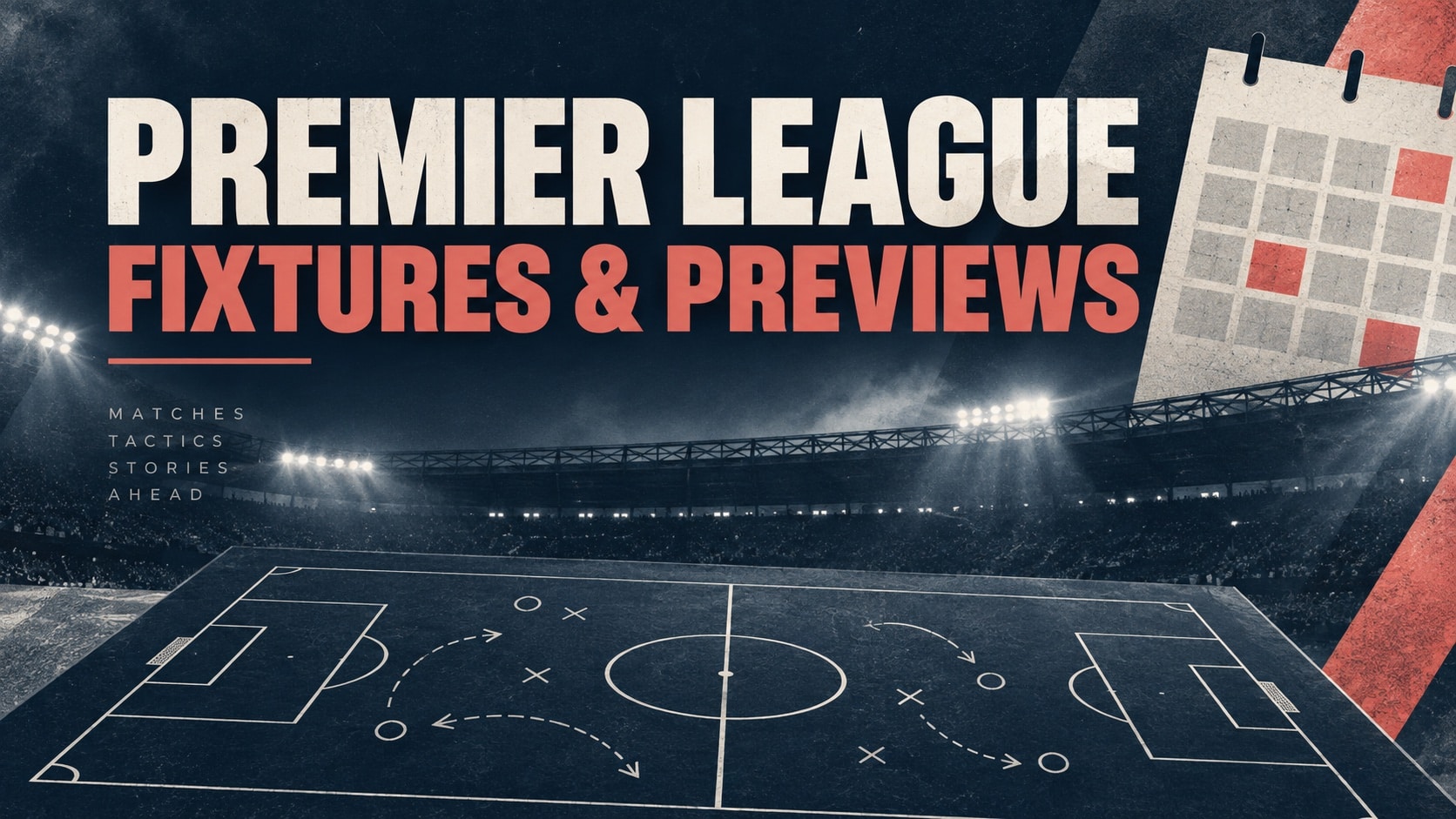 Football pitch and calendar illustration for Premier League fixtures and previews