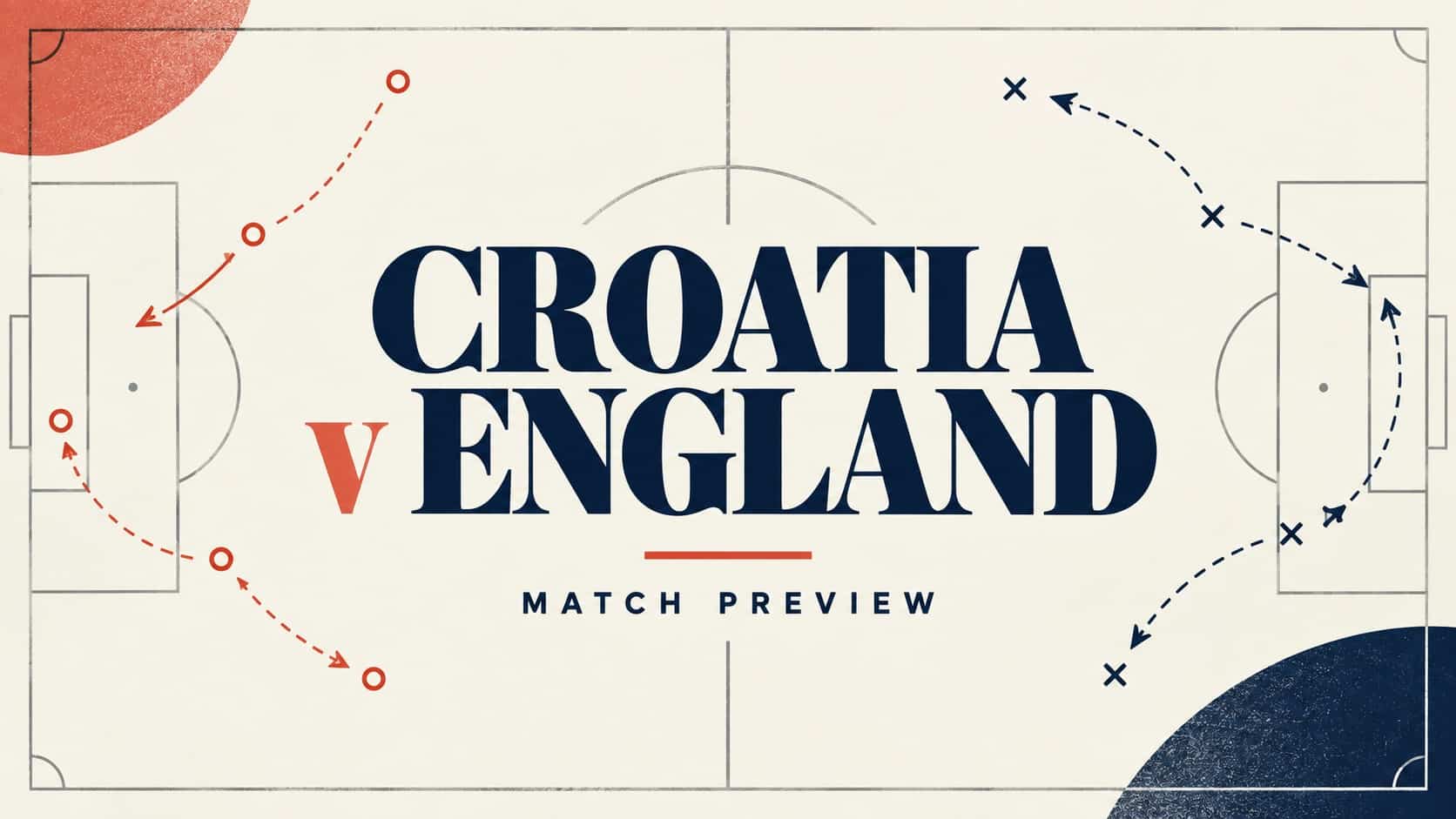 Croatia v England match preview graphic with an abstract football pitch