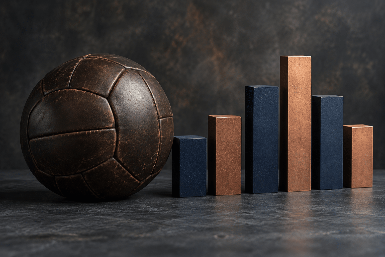 Unbranded football beside abstract blocks illustrating a historical betting-data report
